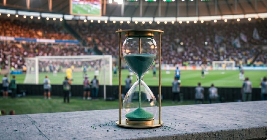 Tempo passando durante um jogo de futebol e possibilidade de lucrar sem depender de gols