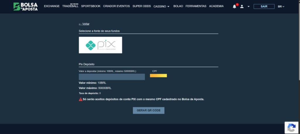 Passo a Passo: Como Criar Sua Conta no Bolsa de Aposta e Operar como Trader 3 Bolsa de Aposta tela de depósito saque.