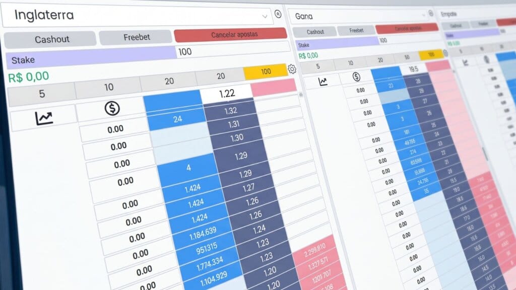 Interface clara de software para trade esportivo.