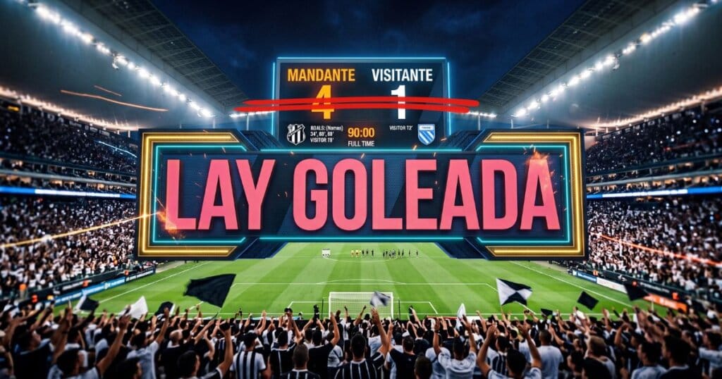 Placar de 4x1 riscado indicado Lay Goleada.