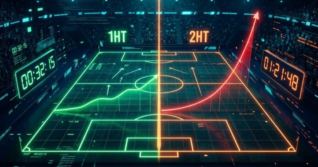 Gráfico ilustrativo sobre relação para Apostar no Primeiro Tempo ou no Segundo Tempo.