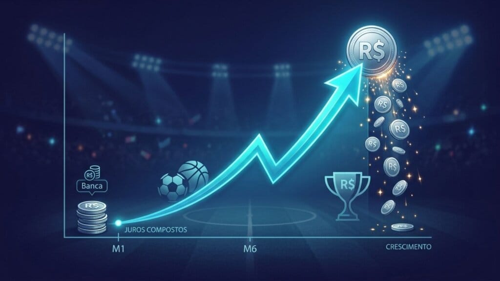 O Poder dos Juros Compostos nas Apostas Esportivas: A Forma Mais Rápido de Dobrar Sua Banca 1 Simulação gráfica de alavancagem com os juros compostos nas apostas esportivas.